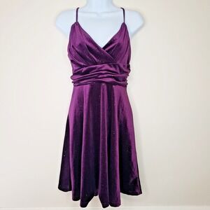 Y2K Style Velvet Babydoll Dress Sz M Silver‎ Sparkle Celestial Whimsigoth